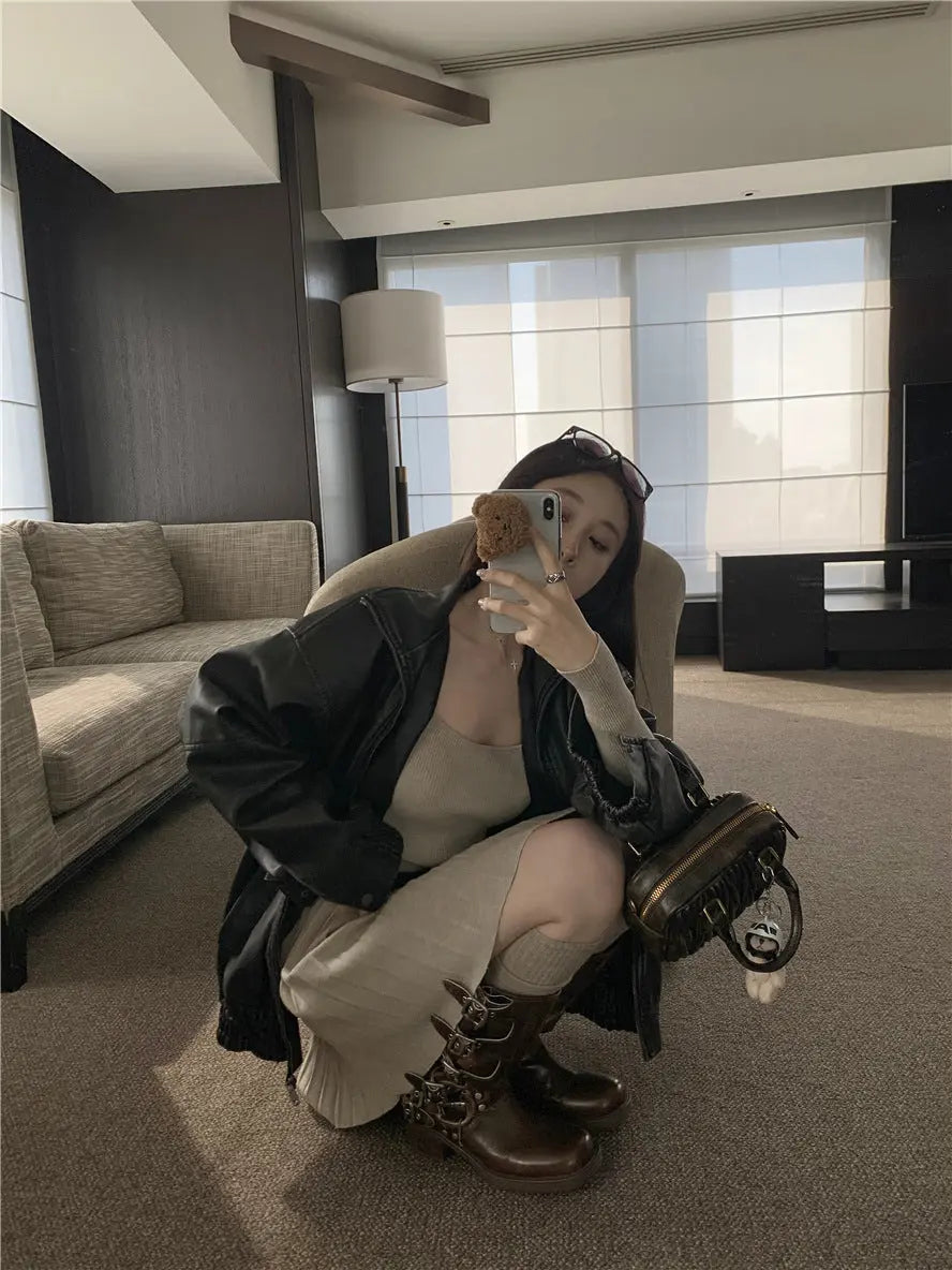 Womens Slim Fit Pleated Long Sleeve Dress Dropshipman