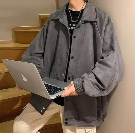 Mens Loose-Fit Embroidered Jacket Coat Dropshipman