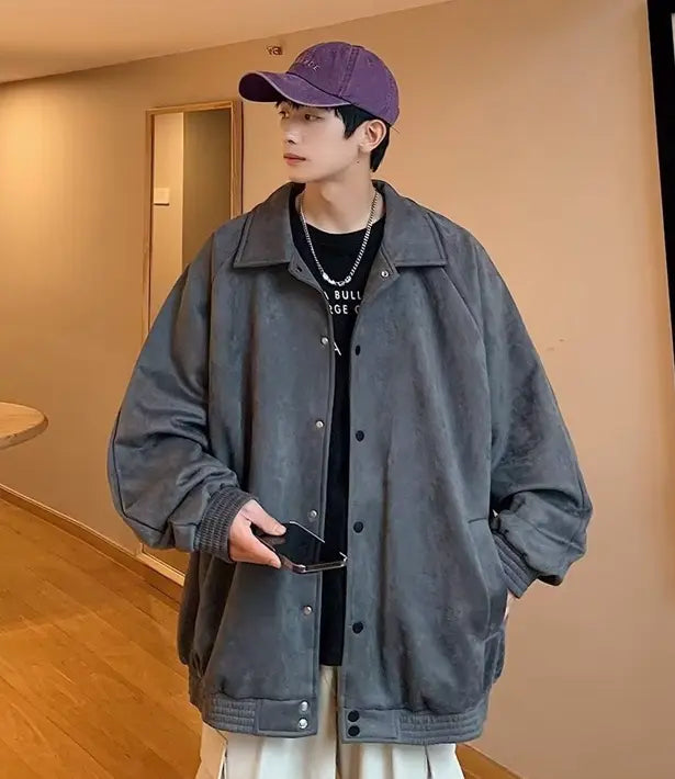 Mens Loose-Fit Embroidered Jacket Coat Dropshipman