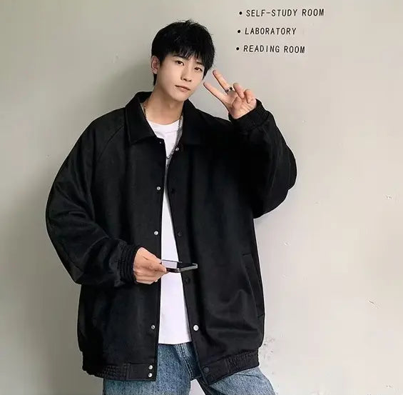 Mens Loose-Fit Embroidered Jacket Coat Dropshipman