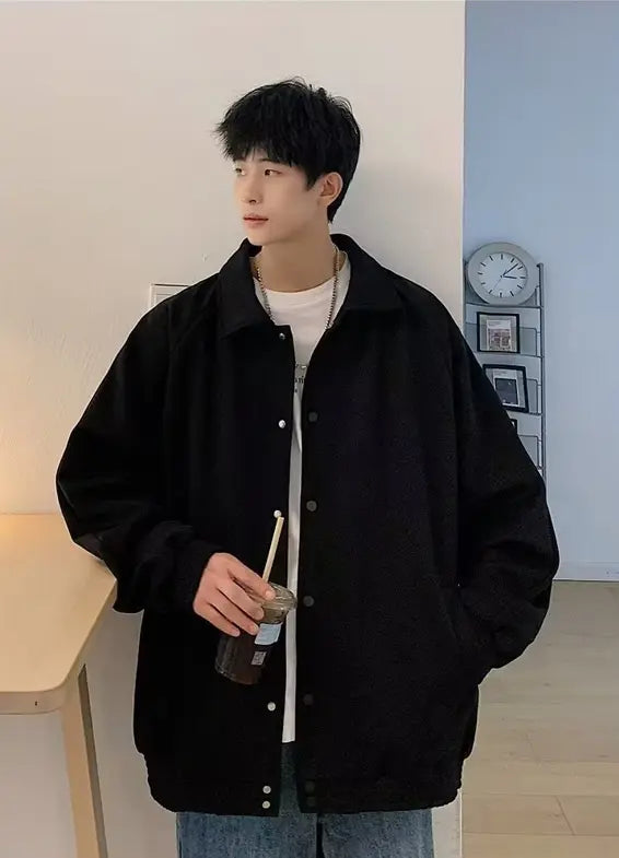 Mens Loose-Fit Embroidered Jacket Coat Dropshipman