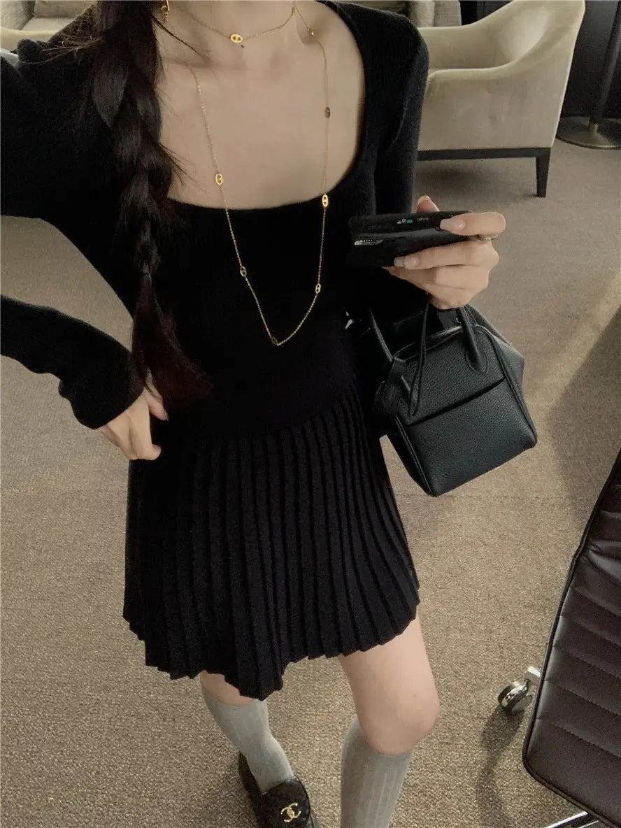 Womens Slim Fit Pleated Long Sleeve Dress Dropshipman